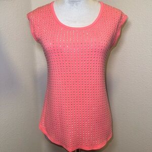 Cache Pink Studded Short Sleeve Tee